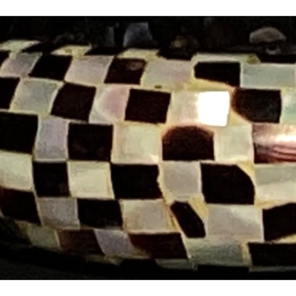 Checkered Mother Of Pearl Mosaic Bangle Bracelet Handcrafted Artisan Jewelry - Picture 3 of 9